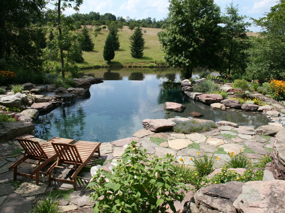 Stone Patio with Pond and small waterfall in Frederick, Ellicott City, Chevy Chase MD & Beyond