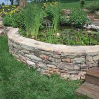 455 Curved Stone Sitting Wall and Wall Feature