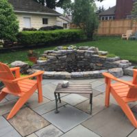 595 Double-Faced Stone Wall and Firepit with Alverson Limestone and Plant Pockets