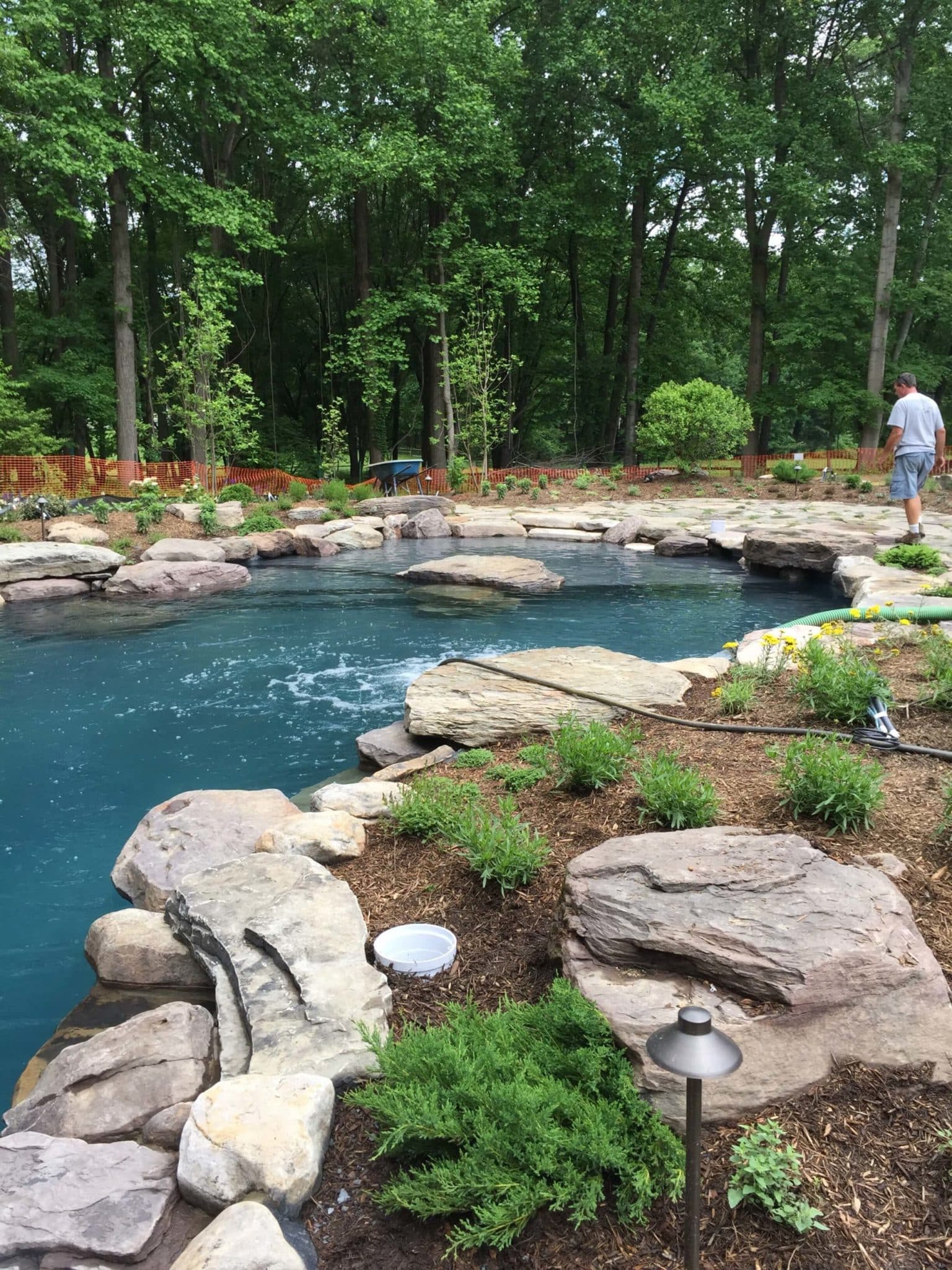 605 Residential Pool with PA Boulder Waterfall and Naturalized Edge