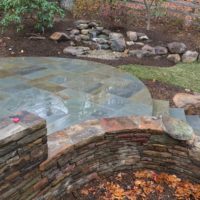 619 Curved PA Beige Stone Wall and PA Flagstone Patio