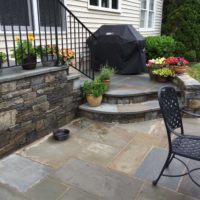 657 Curved Stone Steps From Grill to Patio
