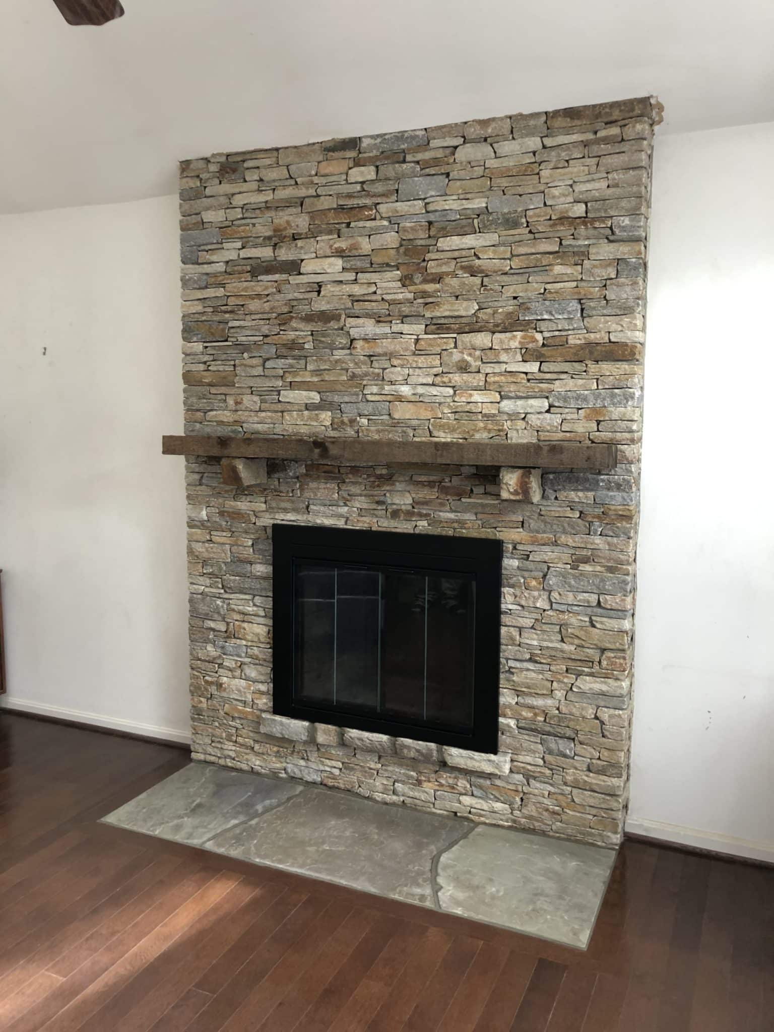 741 Renovated Fireplace with Baltimoe Wallstone laid in Semi Dry Stack Style