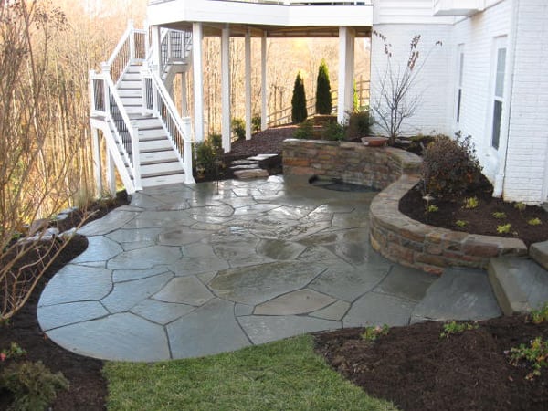 Outdoor Stone Patio - After Landscape, Garden, Patio & Stone Wall Designs Done by Poole's Stone & Garden- Frederick, Ellicott City, Bethesda MD, VA & WV