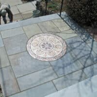 Flagstone Landing with Mosaic Inset