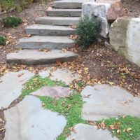 Irregular Flagstone Path to Stone Slab Steppers