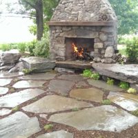 Loosely Laid Flagstone Patio at Custom Fireplace 2