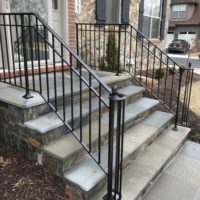 Builder-Grade Steps Renovated with Stone Veneer and Flagstone Treads