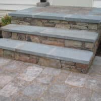 Stone and Paver Staircase to Paver Patio