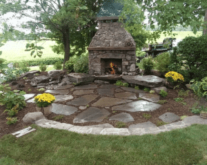 Stone Fireplace and Patio by Poole's Stone and Garden in Leesburg VA & Shepherdstown WV