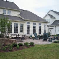 Paver Patio and Stone Sitting Wall