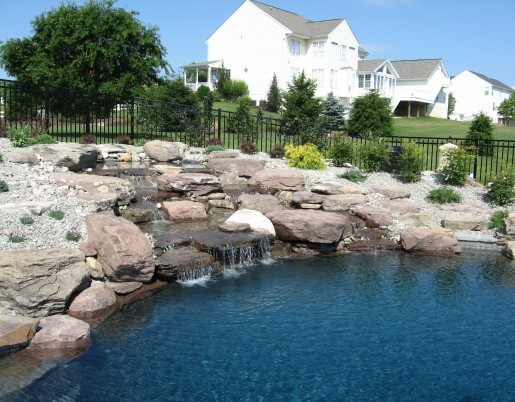 117 Pool with Boulder Waterfall Built Into Hillside