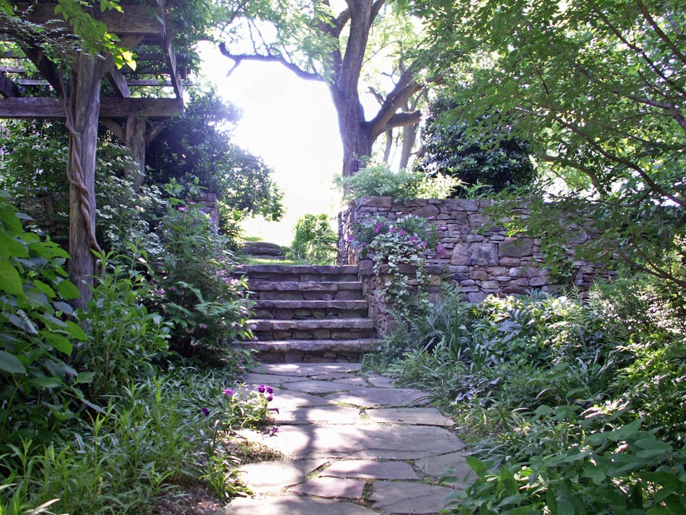 Outdoor Stone Steps and Patio with Wooden Pergola in Ellicott City, Potomac MD & Beyond