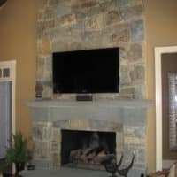 266 Stone Fireplace with Flagstone Capped Hearth and Mantle