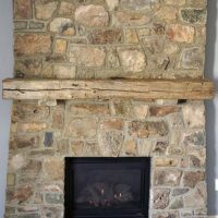 272 Stone Fireplace with Distressed Wood Mantle