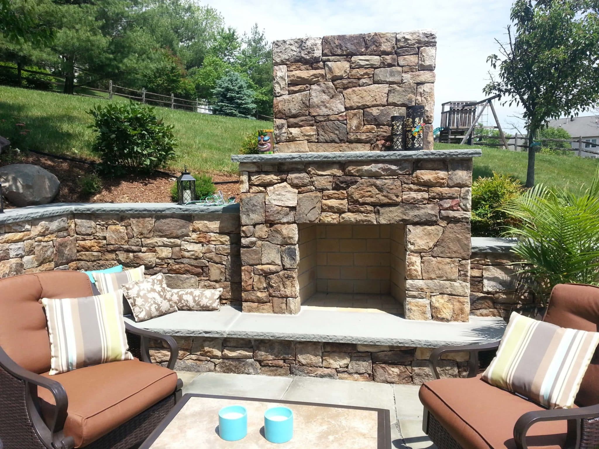 276 Stone Fireplace with Flagstone Mantle