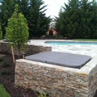 291 Hot Tub Surround and Retaining Walls Laid in Baltimore Wallstone in Semi Dry Stack