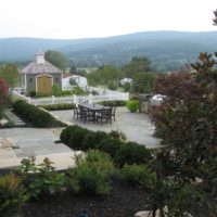 306 Formal Flagstone Patio with Stone Walls, Built In Grill, Boulders and Potager Garden