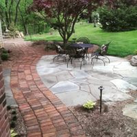 319 Informal Irregular Flagstone Patio and Stack Bond Brick Walkway