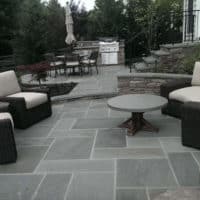 331 Flagstone Patios with PA Beige Stone Wall and Stairs with Flagstone Treads