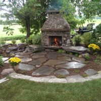 353 Stone Fireplace and Sitting Boulders