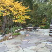 378 Informal Irregular Flagstone Patio Built into Hillside