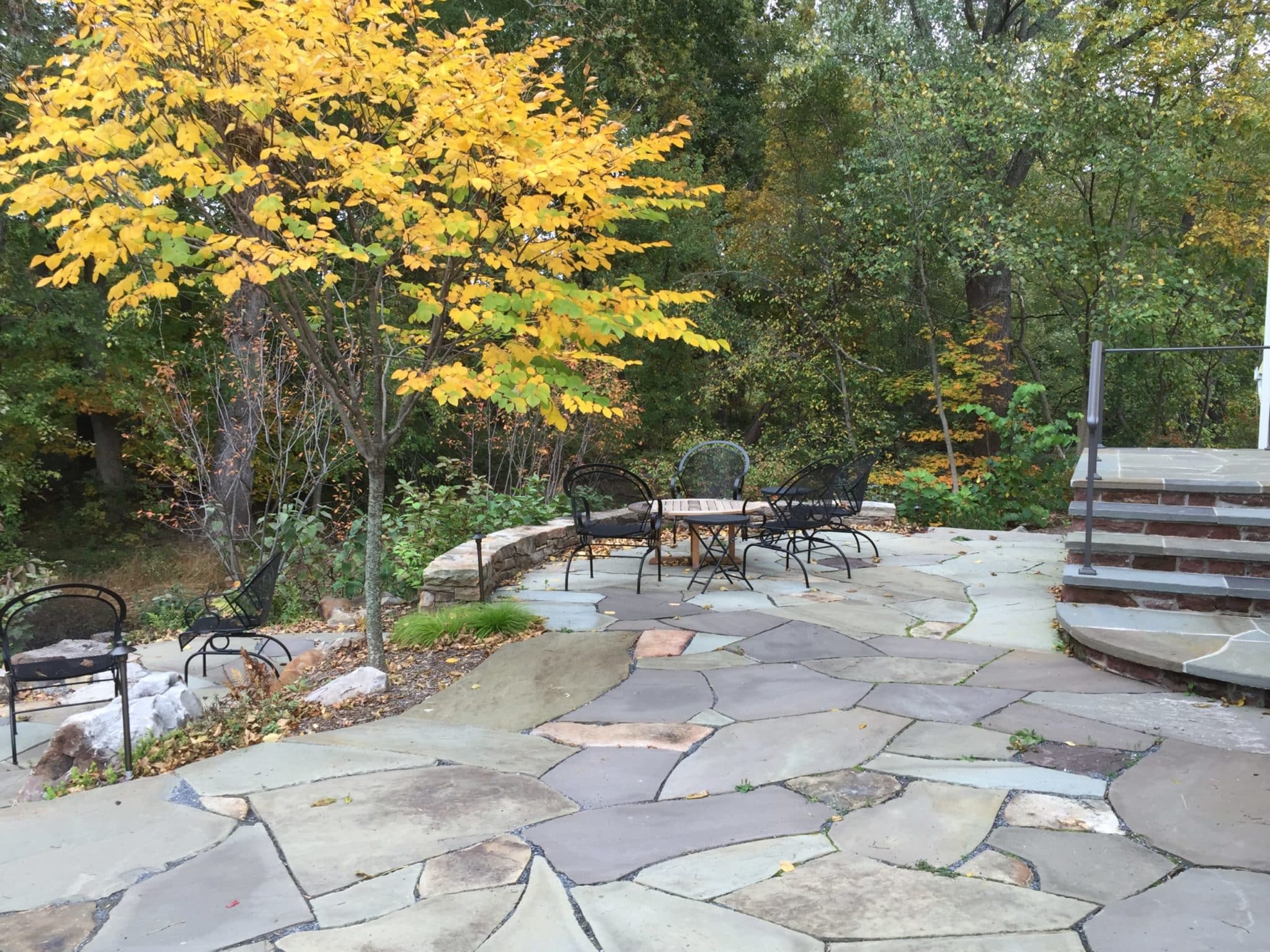 378 Informal Irregular Flagstone Patio Built into Hillside