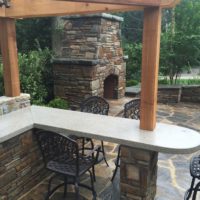 395 Outdoor Kitchen with Concrete Countertop and Cedar Pergola