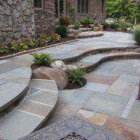 42 Curving Flagstone Steps to Flagstone Patio