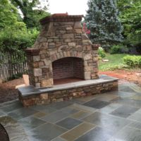 428 Stone Fireplace with Brick Accents