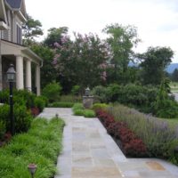 459 Front Flagstone Walkway with Stone Column and Light
