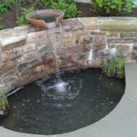 496 Stone Retaining Wall with Water Bowl Waterfall