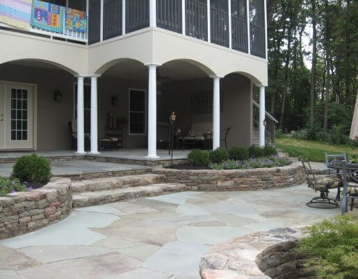 5 Lower-Level Flagstone Patio with Stone Garden & Retaining Walls