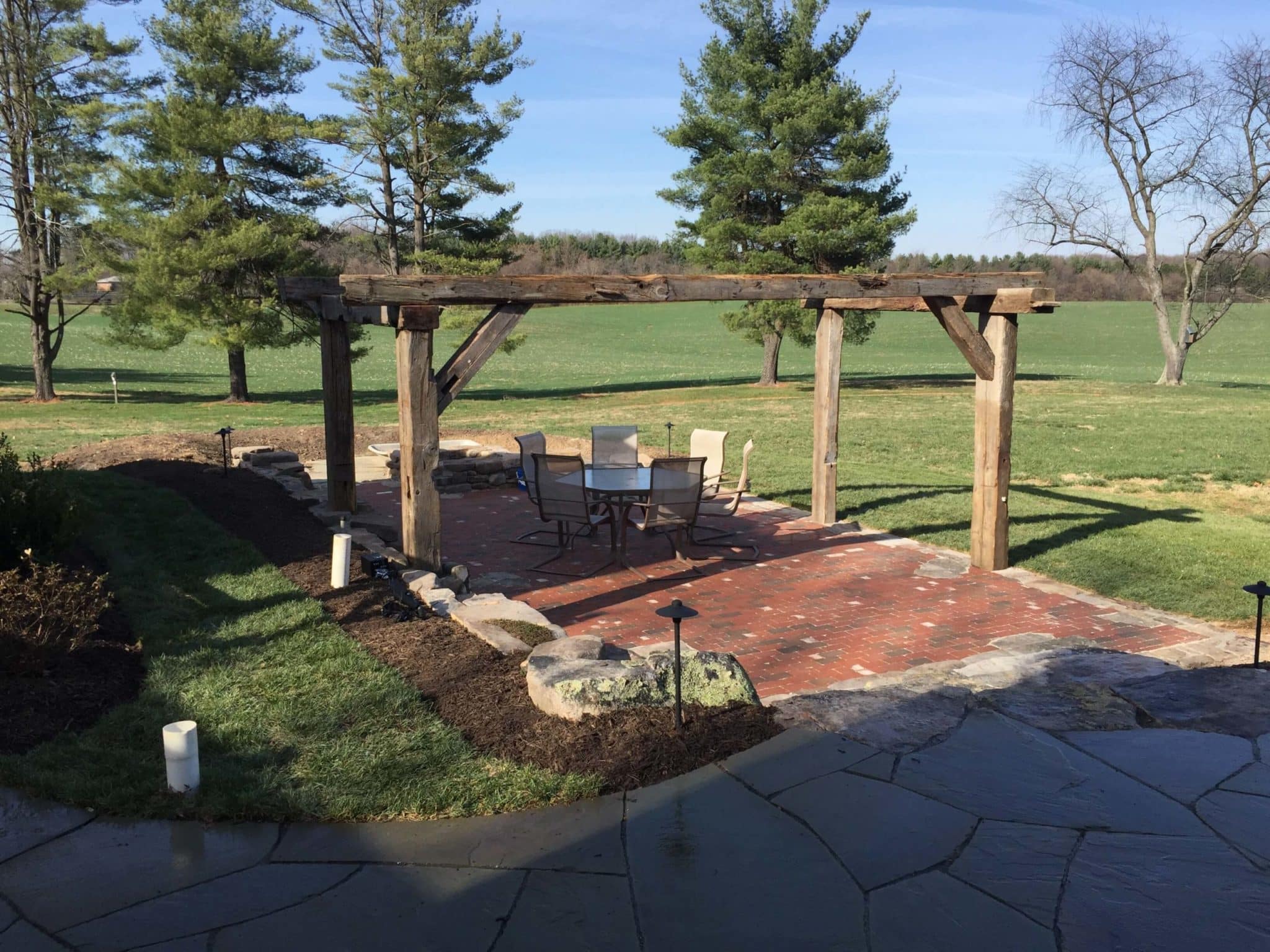 538 Brick Patio with Custom Weathered Pergola