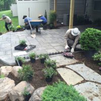 541 Lower-Level Townhouse Patio in Belgard Pavers and Flagstone Walkway Access