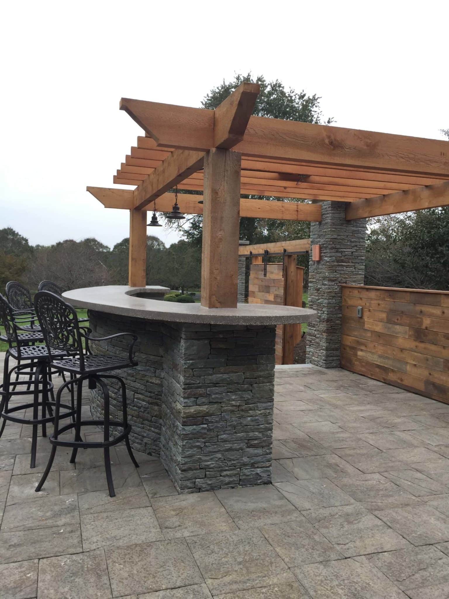 570 Custom Concrete Counter and Cedar Pergola