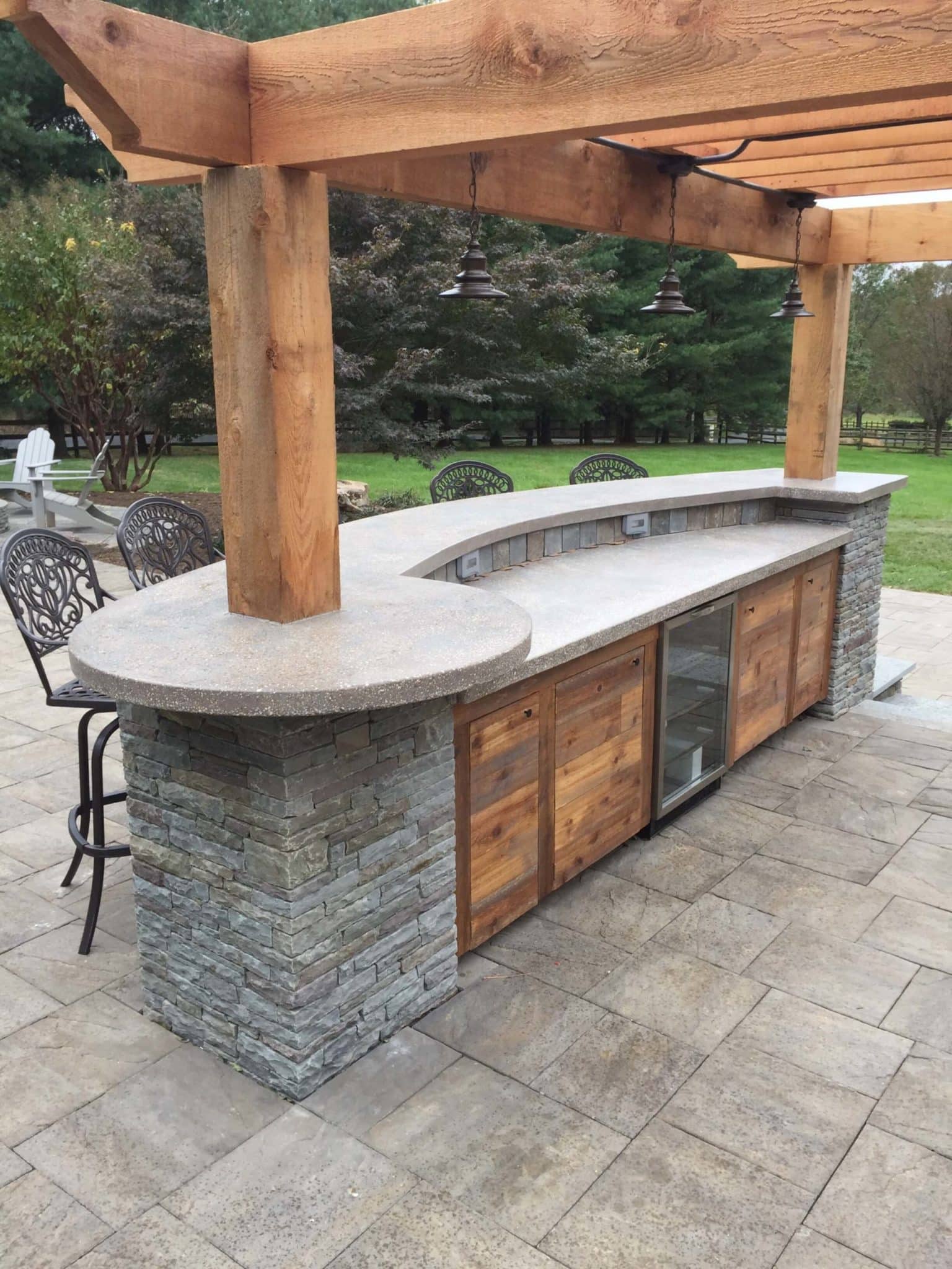 571 Custom Concrete Counter and Cedar Pergola