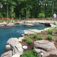 605 Residential Pool with PA Boulder Waterfall and Naturalized Edge