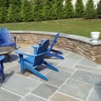 Large Flagstone Patio with Capped Stone Sitting Wall 2