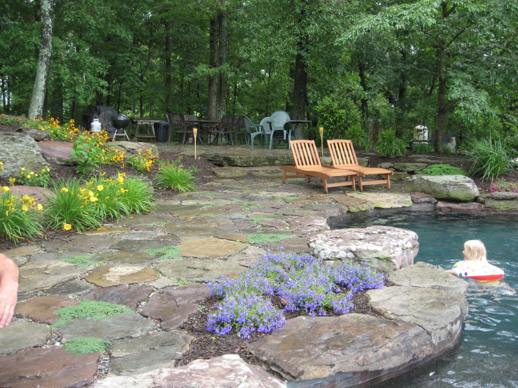 Rustic Stone Patio and Pool Deck