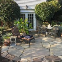 Irregular Flagstone Patio at Lower Level