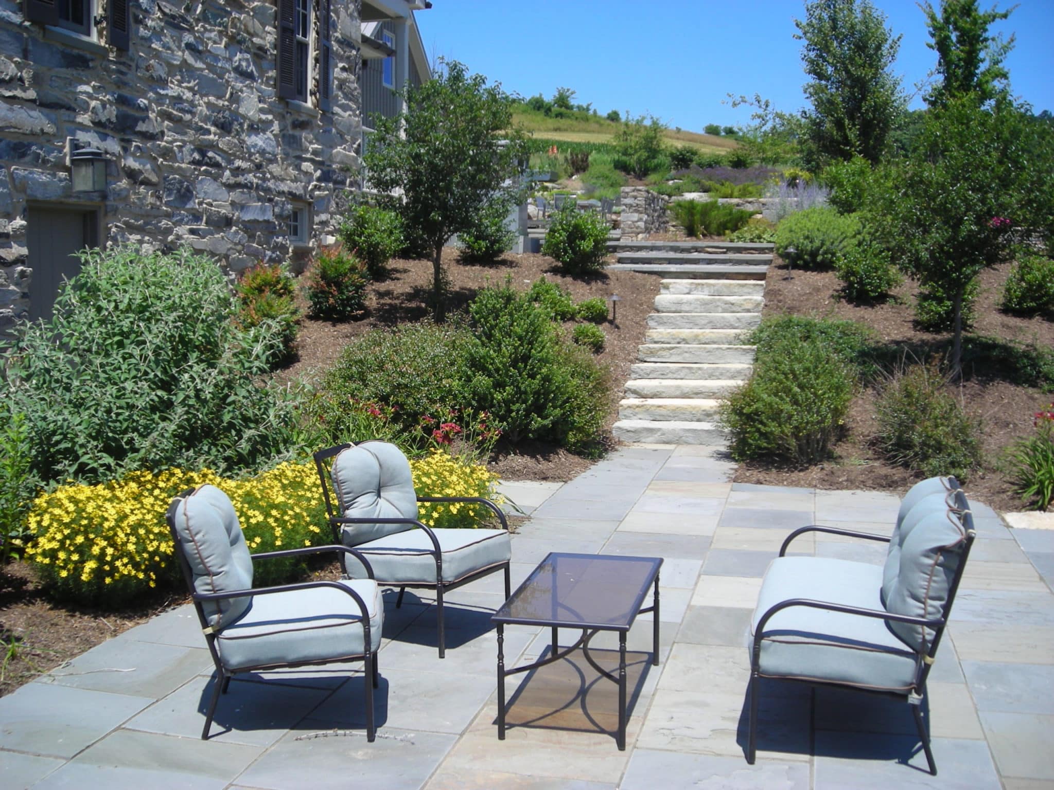 Flagstone Patio and Stone Slab Steps