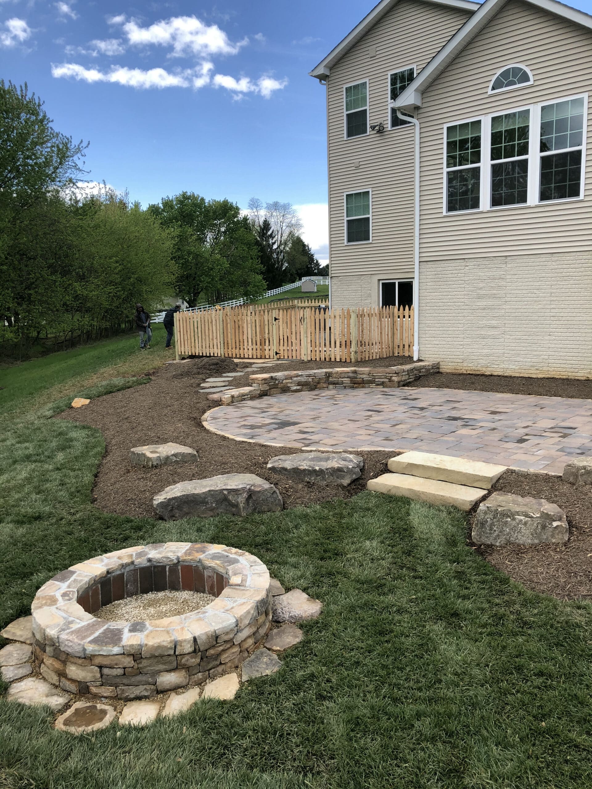 Paver Patio and Stone Firepit