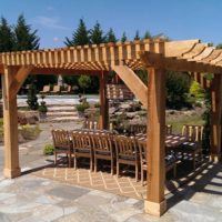 Cedar Pergola and Flagstone Patio