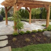 Cedar Pergola at Flagstone Patio