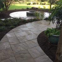 Paver Walkway from Garage to Rear Patio with Firepit