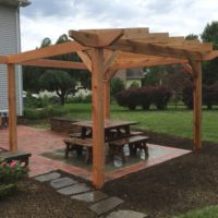 Cedar Pergola at Brick and Flagstone Patio