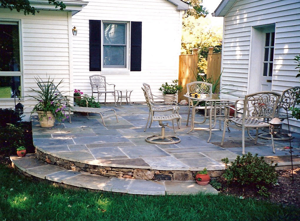 Flagstone Patio with Stone Facade